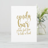 Candy Bar Goud Glitter Betaalbaar Huwelijksbord Kaart (Staand voorkant)