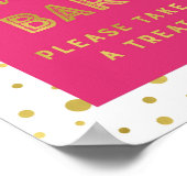 Candy Bar Huwelijksbord Hot Roze Gouden Strepen Poster (Hoek)