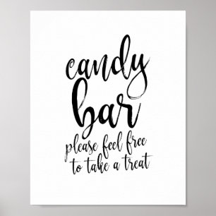 Candy Bar Zwart en Wit Script 8x10 Trouwbord Poster