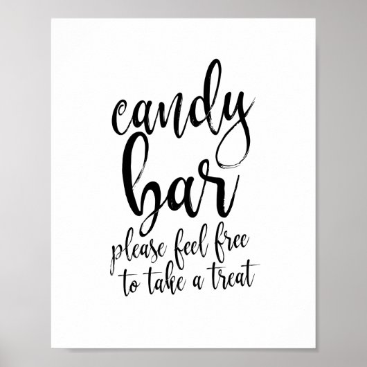 Candy Bar Zwart en Wit Script 8x10 Trouwbord Poster (Voorkant)