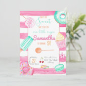 Candy Birthday Invitation, Sweets Invite Kaart (Staand voorkant)