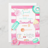 Candy Birthday Invitation, Sweets Invite Kaart (Voorkant / Achterkant)