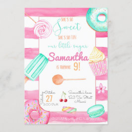 Candy Birthday Invitation, Sweets Invite Kaart