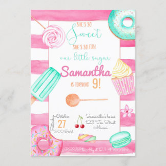 Candy Birthday Invitation, Sweets Invite Kaart