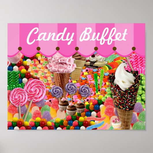 Candy Buffet Streep Baldakijn Trouw Poster Bord (Voorkant)