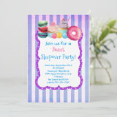 Candy Cake En Gebak Zoete Slaapfeest Uitnodiging (Staand voorkant)