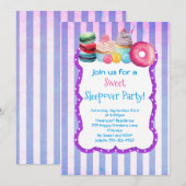 Candy Cake En Gebak Zoete Slaapfeest Uitnodiging (Voorkant / Achterkant)