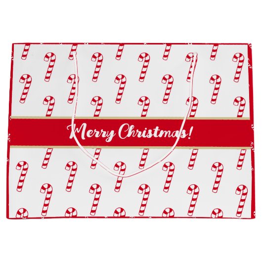 Candy Candy Candy Canes Merry Kerstmis Groot Cadeauzakje (Voorkant)