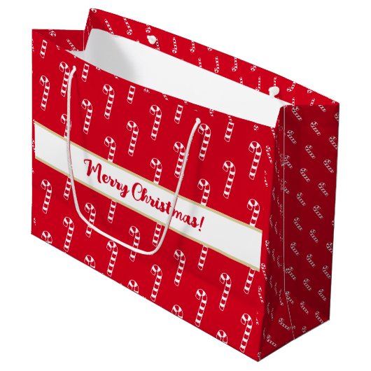 Candy Candy Candy Canes Merry Kerstmis Groot Cadeauzakje (Voorkant Gekanteld)