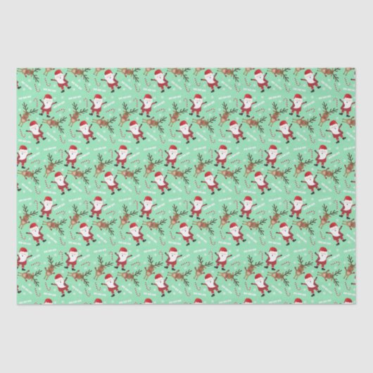 Candy Candy Canes van Cute Reindeer Santa Claus Pa Tissuepapier (Voorkant)