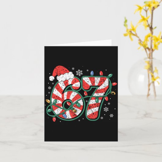 Candy Cane 67 Funny Christmas 67 Six Seven Candy C Kaart (Gele Bloem)