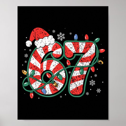 Candy Cane 67 Funny Christmas 67 Six Seven Candy C Poster (Voorkant)