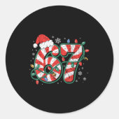 Candy Cane 67 Funny Christmas 67 Six Seven Candy C Ronde Sticker (Voorkant)