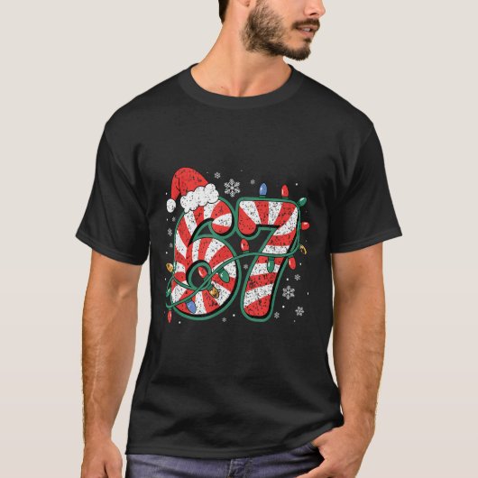 Candy Cane 67 Funny Christmas 67 Six Seven Candy C T-shirt (Voorkant)
