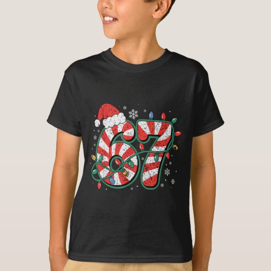 Candy Cane 67 Funny Christmas 67 Six Seven Candy C T-shirt (Voorkant)