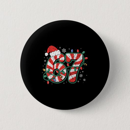 Candy Cane 67 Grappige Kerstmis 67 Zes Zeven Candy Ronde Button 5,7 Cm (Voorkant)