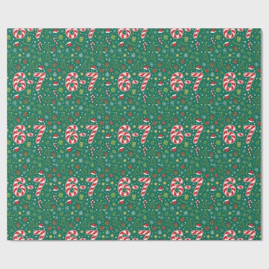 Candy Cane 6-7 Meme Christmas Doodles Cadeaupapier (Vlak)