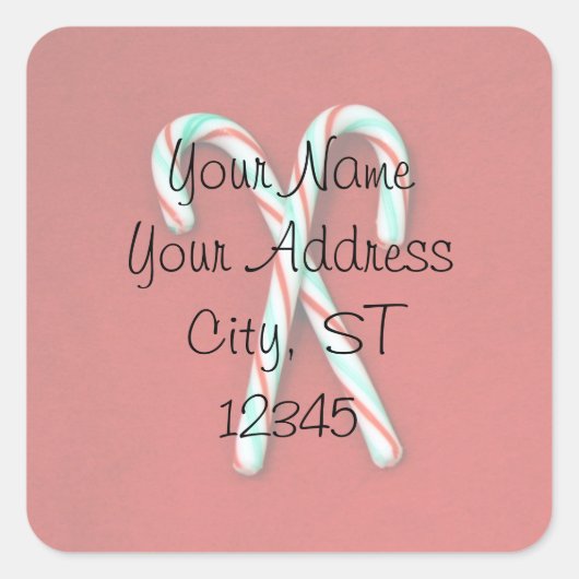 Candy Cane Adres Sticker (Voorkant)