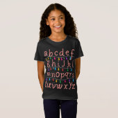 Candy Cane Alfabet Kerstverlichting Leraar School T-shirt (Voorkant volledig)