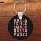Candy Cane Alphabet Christmas Lights Teacher Schoo Sleutelhanger (Voorkant)
