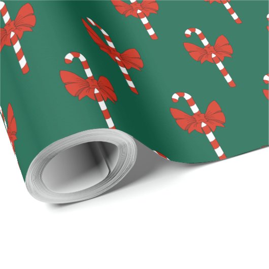 Candy Cane and Bow Cadeaupapier (Rol Hoek)