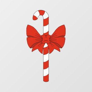 Candy Cane and Bow Raamsticker