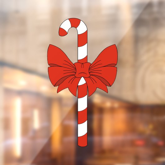 Candy Cane and Bow Raamsticker (Vel 2)