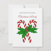 Candy Cane and Holly Party Invitations Kaart (Voorkant)
