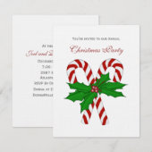 Candy Cane and Holly Party Invitations Kaart (Voorkant / Achterkant)