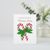 Candy Cane and Holly Party Invitations Kaart (Staand voorkant)