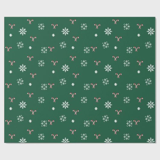 Candy Cane and Snowflakes Wrapping Paper Cadeaupapier (Vlak)