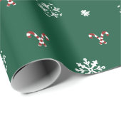 Candy Cane and Snowflakes Wrapping Paper Cadeaupapier (Rol Hoek)