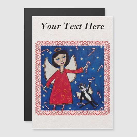 Candy Cane Angel Kat Kerstmis Folk Art (Voorkant / Achterkant)