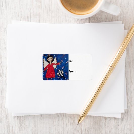 Candy Cane Angels Christmas Gift Label (Insitu)