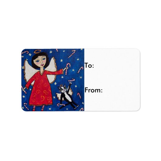 Candy Cane Angels Christmas Gift Label (Voorkant)
