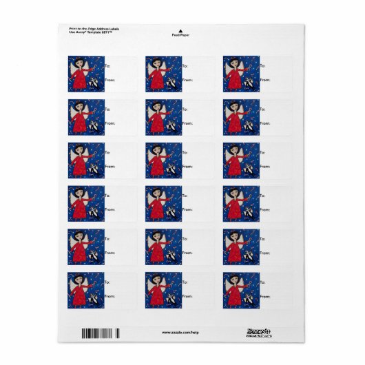 Candy Cane Angels Christmas Gift Label (Full Sheet)