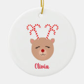 Candy Cane Antler Reindeer Kerstversier Keramisch Ornament (Voorkant)