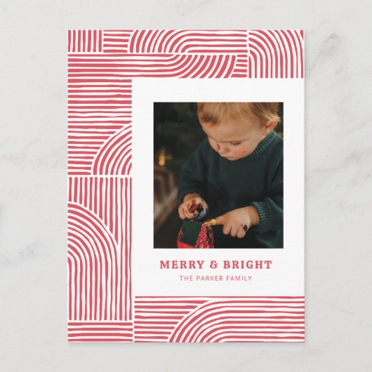 Candy Cane Arches Modern Holiday Photo Briefkaart (Voorkant)