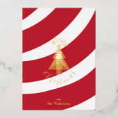 Candy Cane Art Deco Merry Christmas Tree Folie Feestdagenkaart (Voorkant)