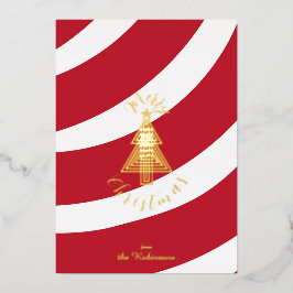 Candy Cane Art Deco Merry Christmas Tree Folie Feestdagenkaart