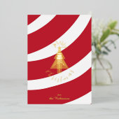 Candy Cane Art Deco Merry Christmas Tree Folie Feestdagenkaart (Staand Voorkant)