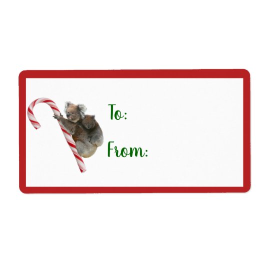 Candy Cane Australian Koala Beren Label (Voorkant)
