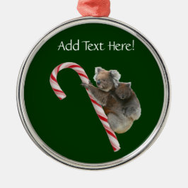 Candy Cane Australian Koala Beren Metalen Ornament