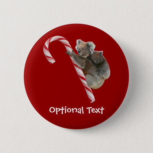 Candy Cane Australian Koala Beren Ronde Button 5,7 Cm (Voorkant)