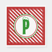 Candy Cane Basics Rood/Wit Monogram Servet (Voorkant)