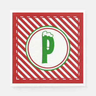 Candy Cane Basics Rood/Wit Monogram Servet