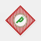 Candy Cane Basics Rood/Wit Monogram Servet (Hoek)