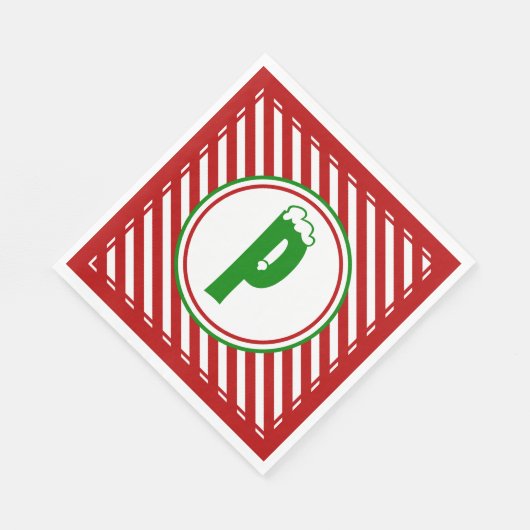 Candy Cane Basics Rood/Wit Monogram Servet (Hoek)