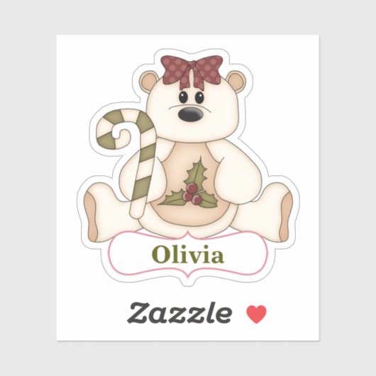 Candy Cane Beer kerstcontour Sticker (Vel)