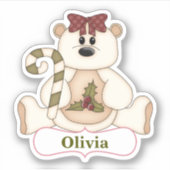 Candy Cane Beer kerstcontour Sticker (Voorkant)